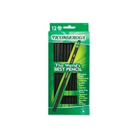 DIXON TICONDEROGA Dixon® Ticonderoga Woodcase HB #2 Pencil With Eraser, Black Barrel, Dozen 13953